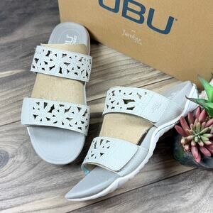 NIB JBU Sport Jambu 7.5M Wildflower Double Strap Comfort Slide Sandal Dove Grey